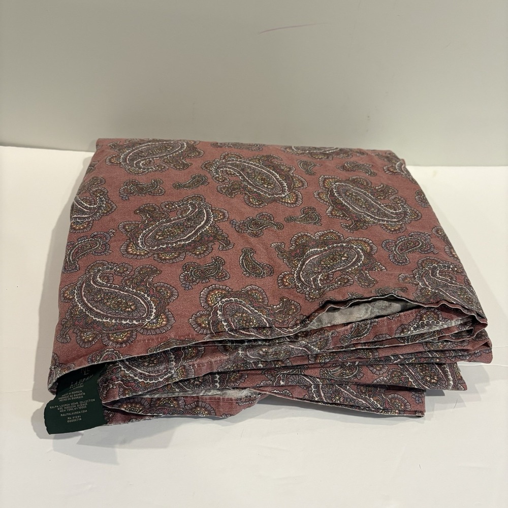 Vtg Lauren Ralph Lauren Studio Paisley AZALEA Full Double Flat Sheet Burgundy